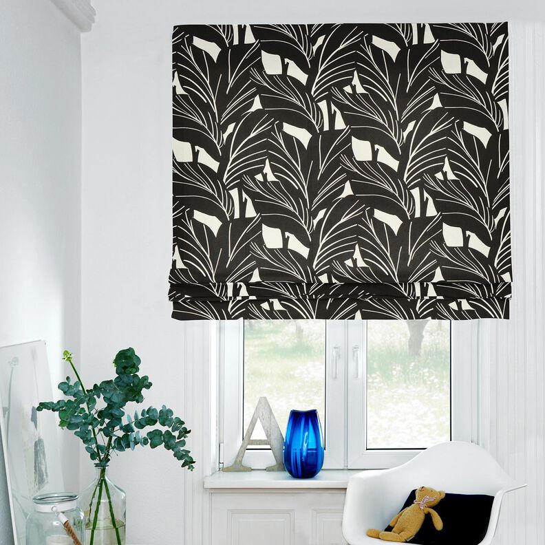 Decor Fabric Panama elegant leaves – black/natural, image number 6
