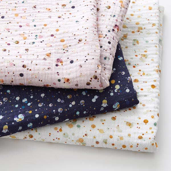 GOTS Double Gauze/Muslin Colourful Polka Dots Digital Print| by Poppy – navy blue,  image number 5