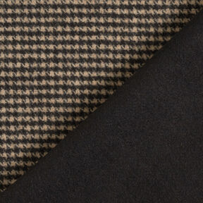 Coat fabric double-face houndstooth/plain – light grey/black, 