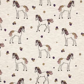 Cotton Jersey Glittery flower horse | Poppy Fabrics – natural/gold, 