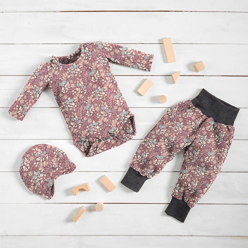 Cotton Flannel Autumn flower meadow – plum,  image number 5