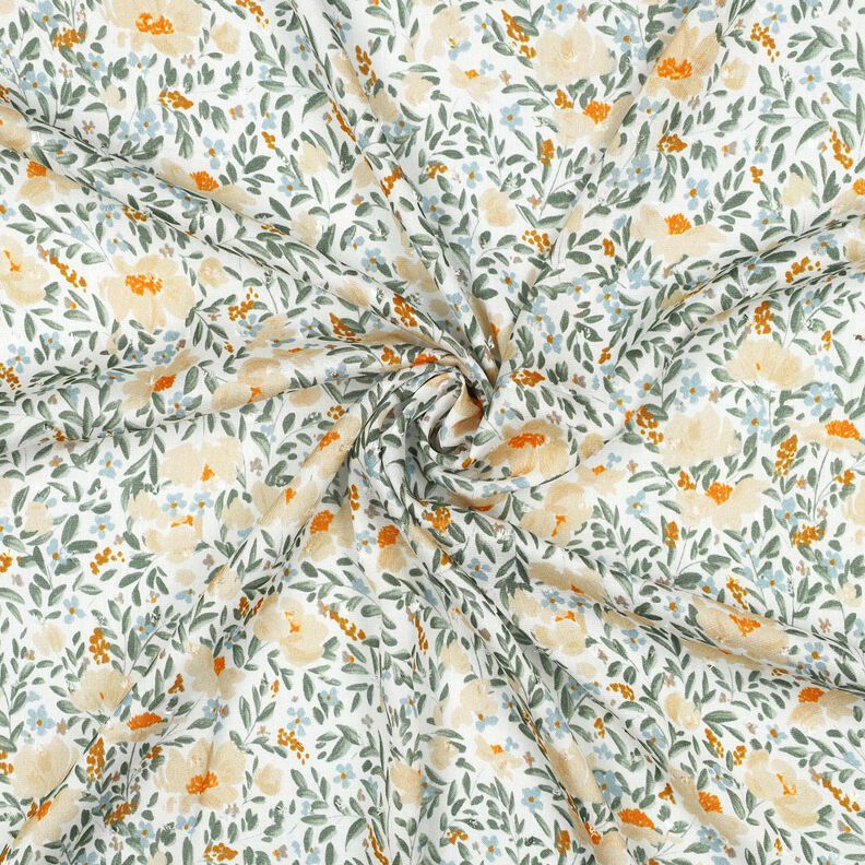 Viscose Voile Dobby Spring Meadow Digital Print – white/light beige,  image number 3