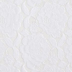 Stretch Lace Blossoms and leaves – white, 