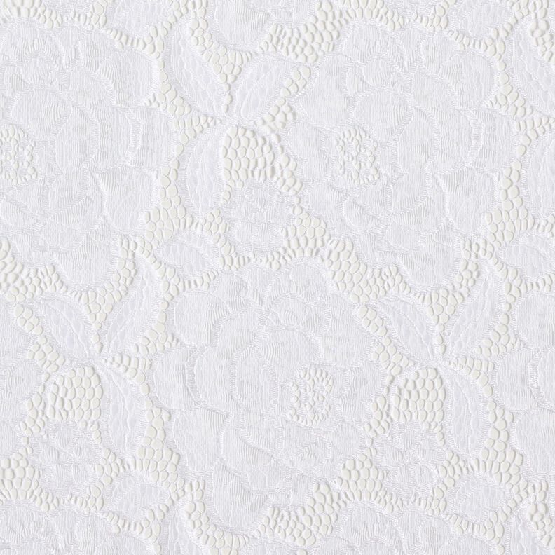 Stretch Lace Blossoms and leaves – white,  image number 1