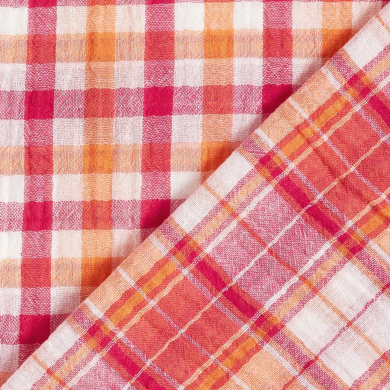 Double Gauze/Muslin Doubleface checked | by Poppy – raspberry/peach orange,  image number 4