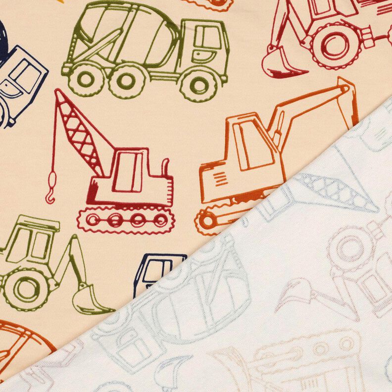 French Terry Construction vehicles| Poppy Fabrics – beige/navy blue,  image number 4