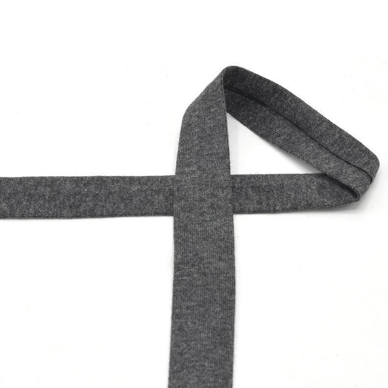 Bias binding Cotton Jersey Mottled [20 mm] – anthracite,  image number 2