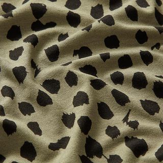 Viscose jersey, leopard print spots – khaki/black, 