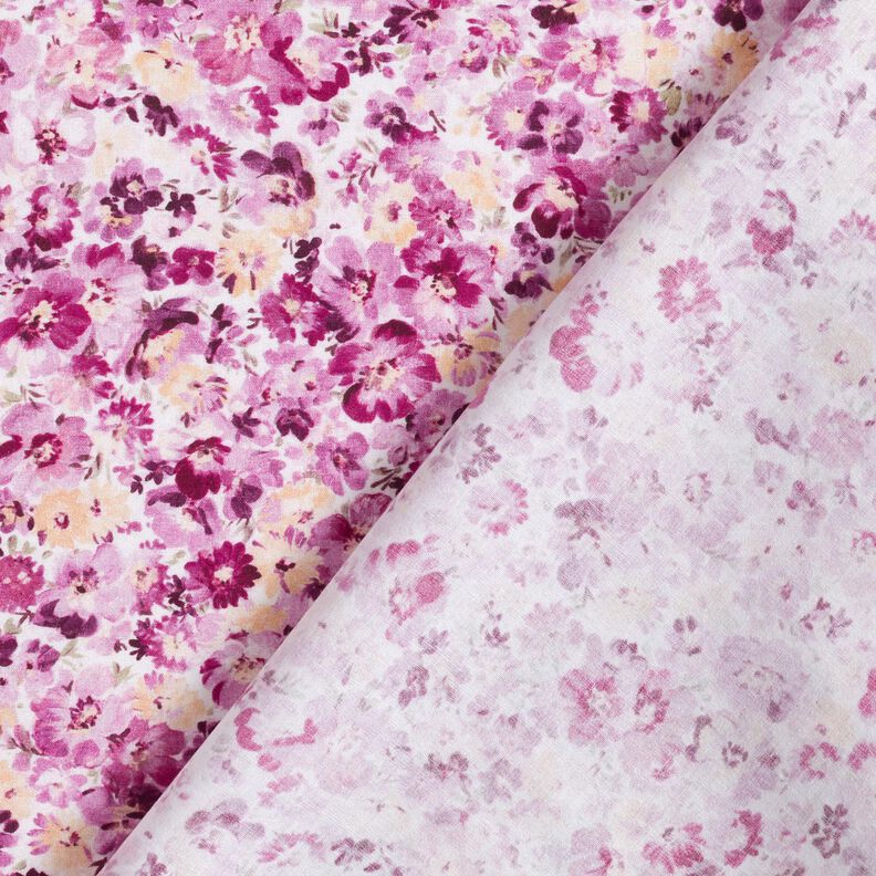 viscose fabric flower meadow – grape/white | Remnant 80cm,  image number 4