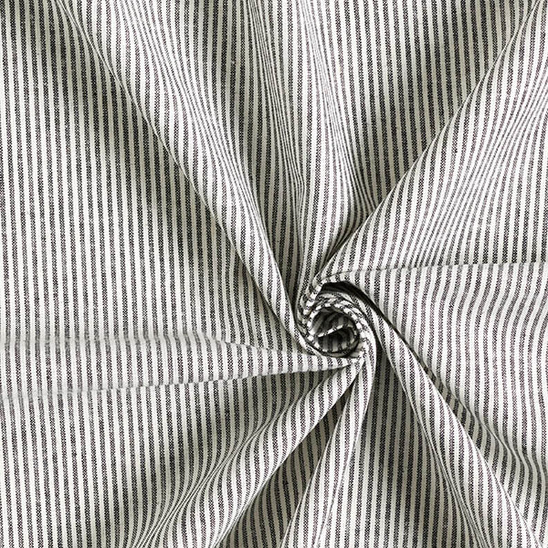 Linen Cotton Blend Narrow Stripes – black/offwhite,  image number 3