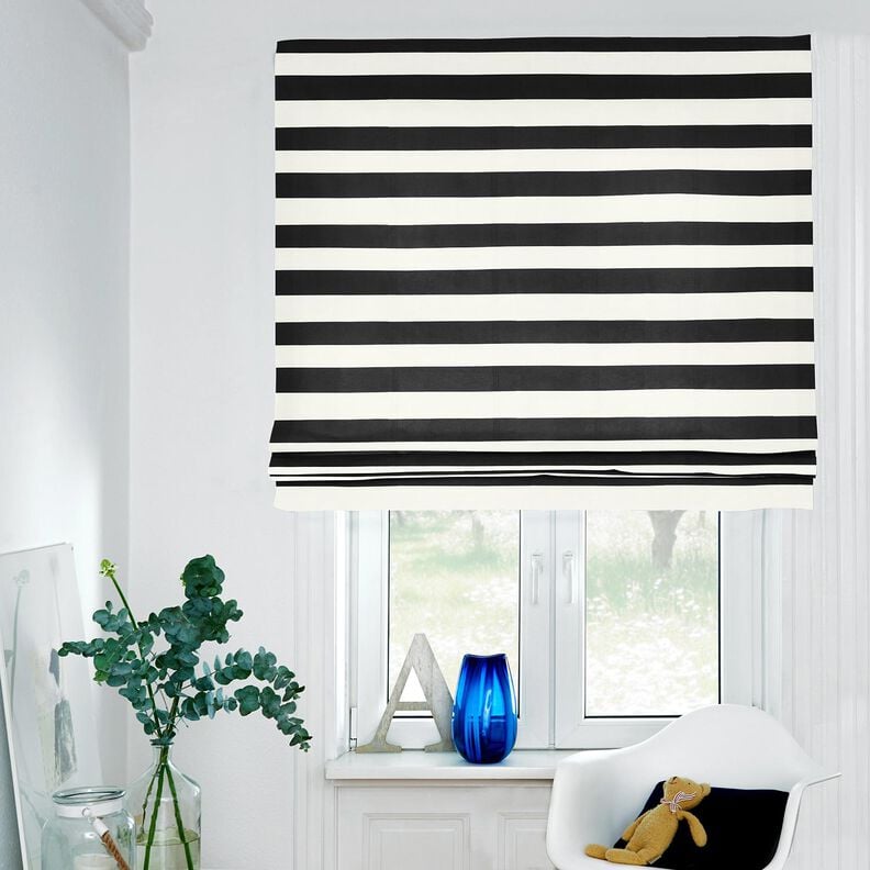 Decor Fabric Canvas cheerful stripes – black/white,  image number 6