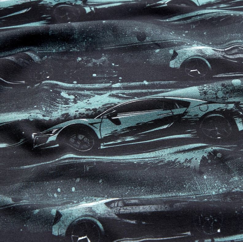 Cotton Jersey racing car Digital Print – black/pearl grey,  image number 2