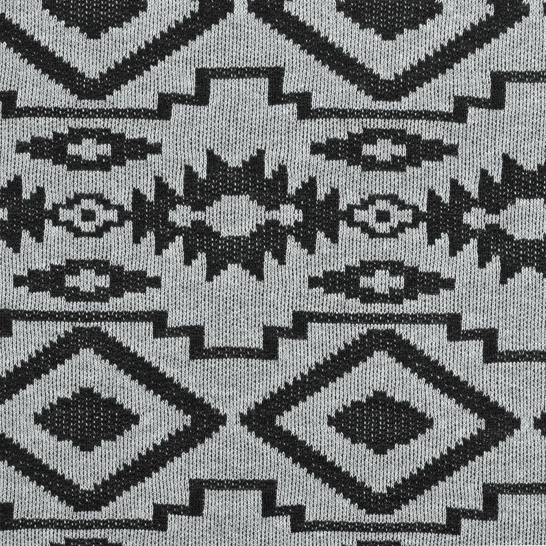 Knitted fabric ikat pattern – grey/black,  image number 1