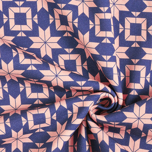 Norwegian Print Soft Sweatshirt Fabric – indigo/salmon,  image number 3