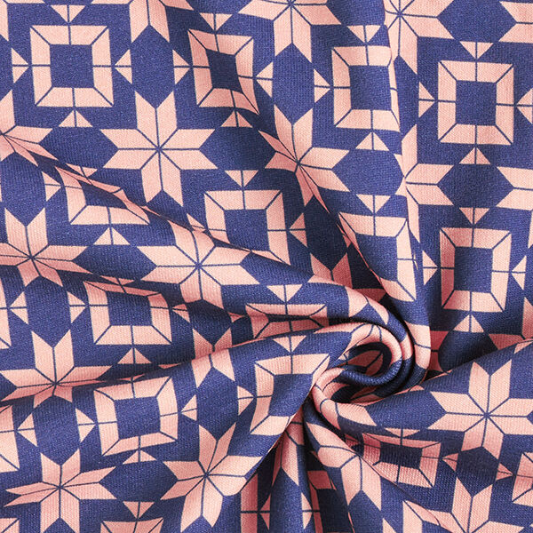 Norwegian Print Soft Sweatshirt Fabric – indigo/salmon, image number 3