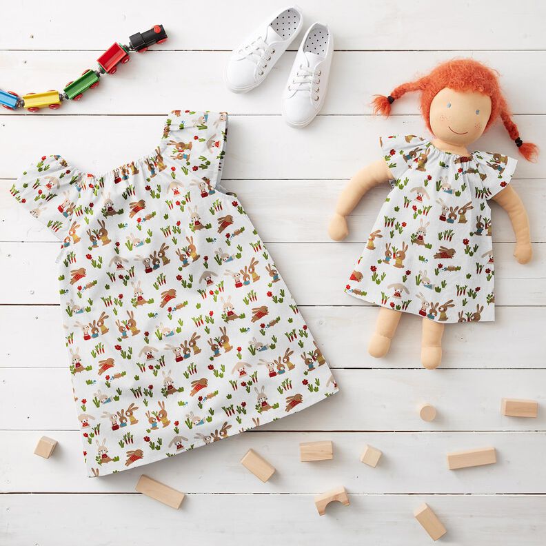 Cotton Poplin Bunnies in the garden – white,  image number 6