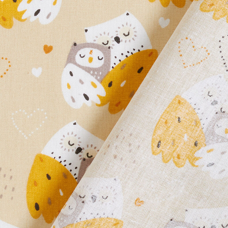 Poplin Cuddly Owls – almond/curry yellow,  image number 4