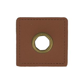 Faux leather with eyelet appliqué [ 4 pieces / Ø 10 mm ] – brown, 