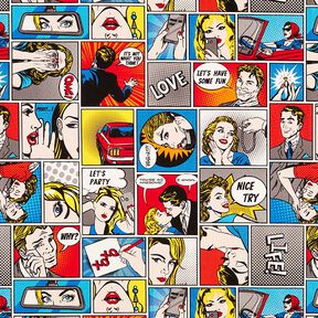 Decor Fabric Half Panama Comic pop art – white, 