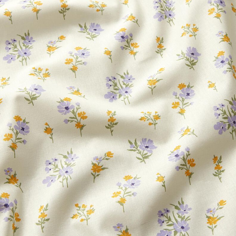 Cotton Cretonne mini flowers – cream/mauve,  image number 2