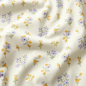 Cotton Cretonne mini flowers – cream/mauve, 