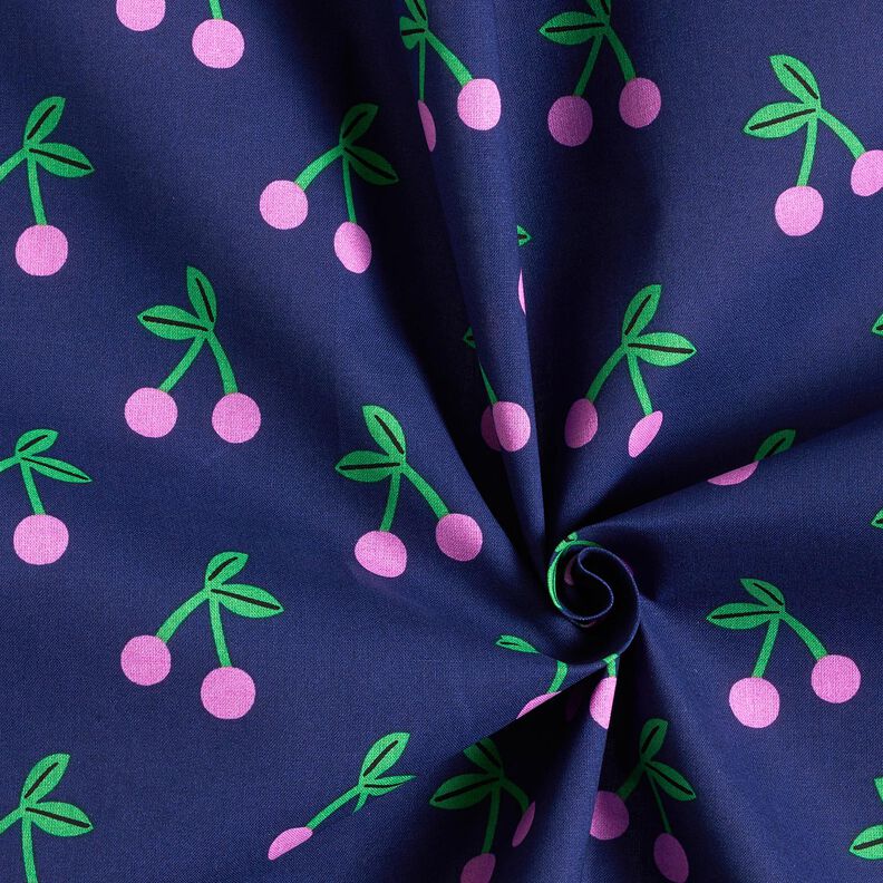 Coated Cotton cute cherries – navy blue, image number 3