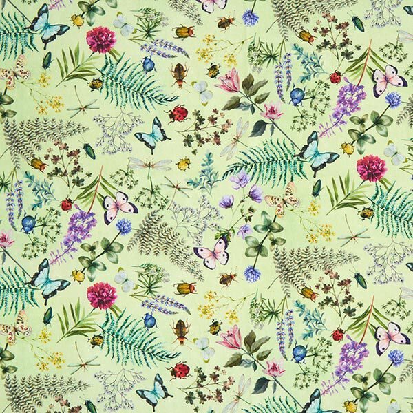 Outdoor Fabric Canvas Wildflowers & Insects – pastel green,  image number 1
