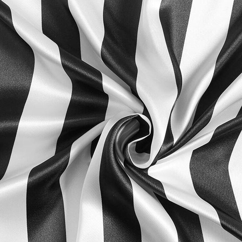 Polyester satin, wide vertical stripes – black/white,  image number 3