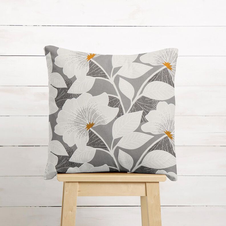 Decor Fabric Half Panama large flowers 280 cm – grey,  image number 7
