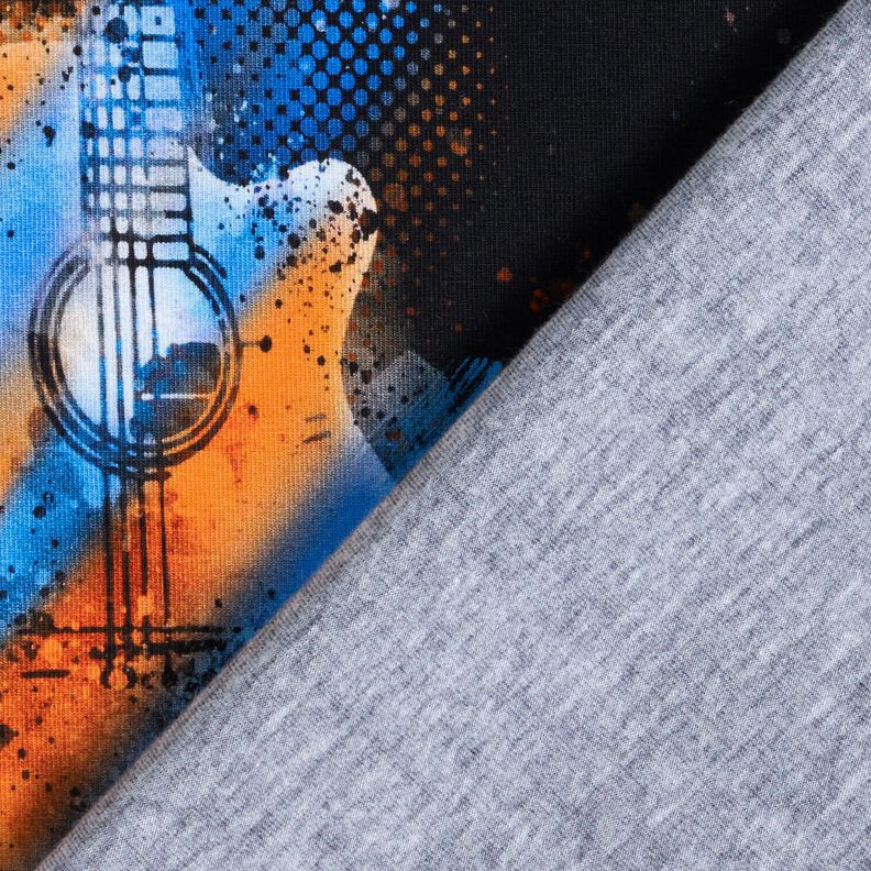 Cotton Jersey Panel Guitar | Glitzerpüppi – black/orange,  image number 4