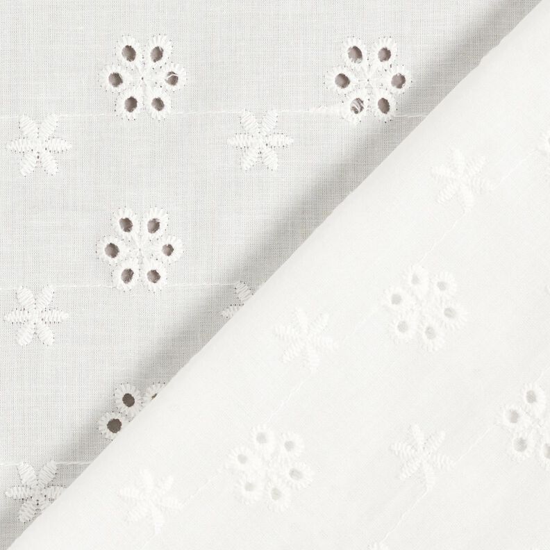 Small flowers broderie anglaise cotton fabric – white,  image number 4