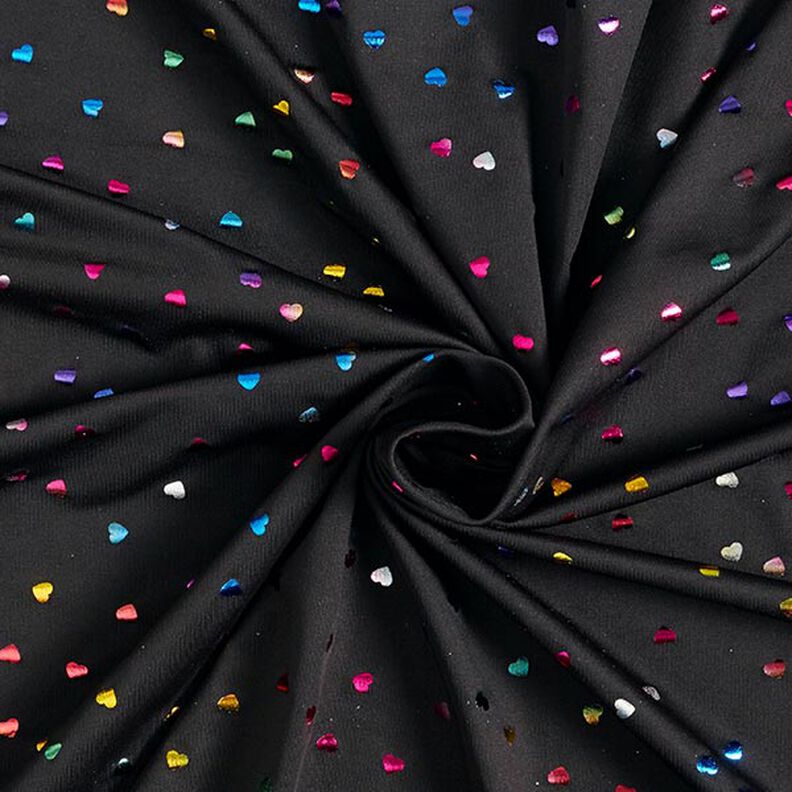 Foil jersey, colourful shimmering hearts &ndash; black,  image number 4