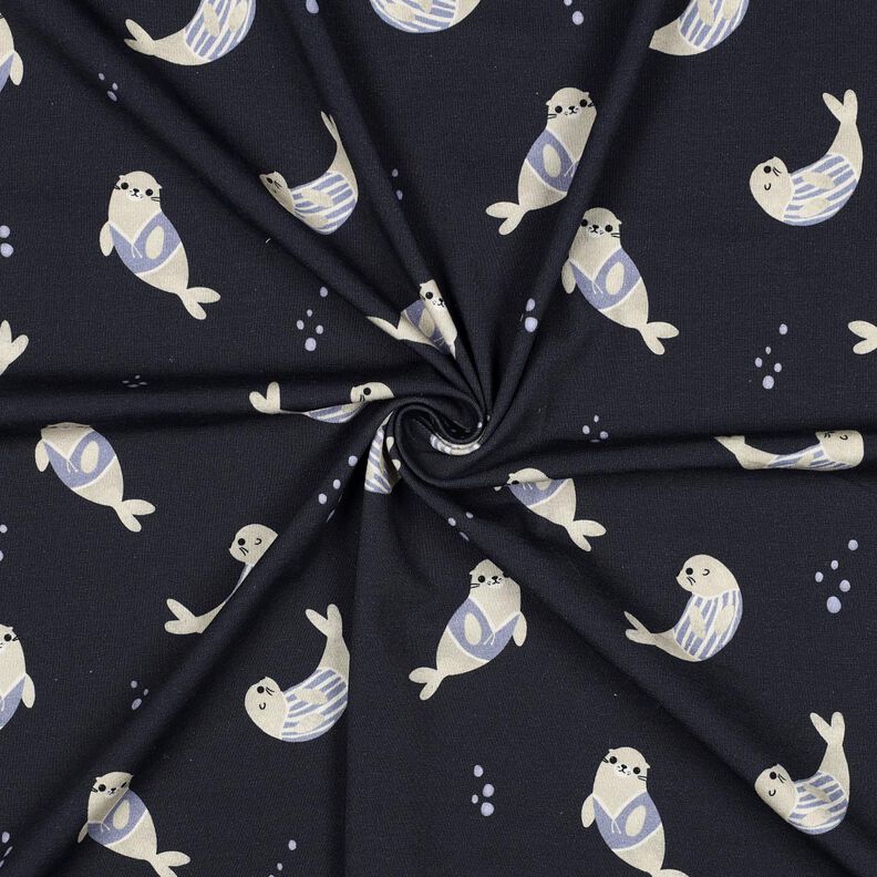GOTS Cotton Jersey seals Digital Print | Poppy Fabrics – midnight blue/anemone,  image number 3