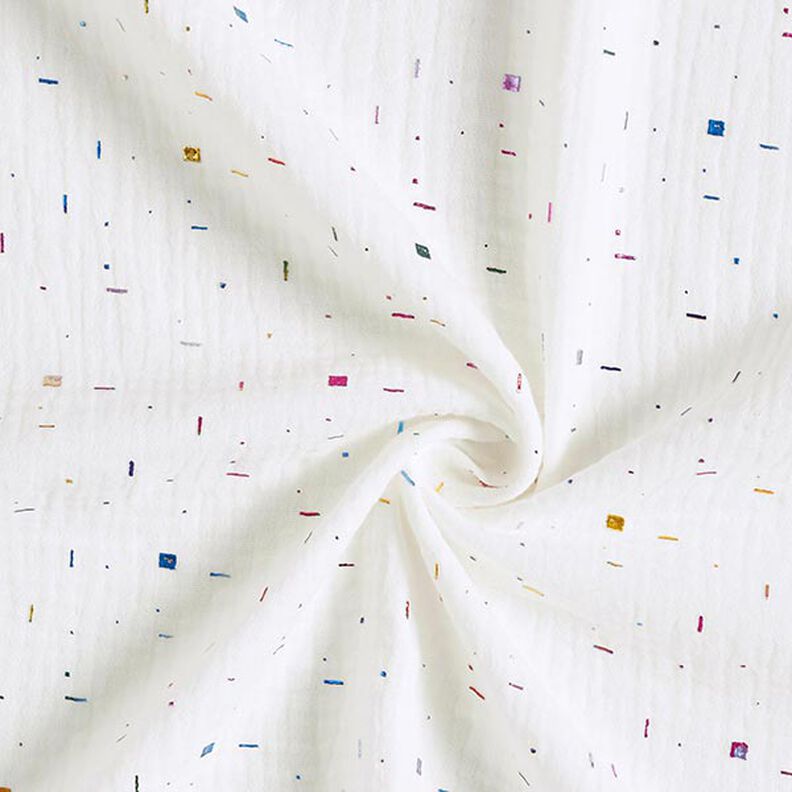 Double Gauze/Muslin Rainbow glitter lines Foil Print – offwhite,  image number 3
