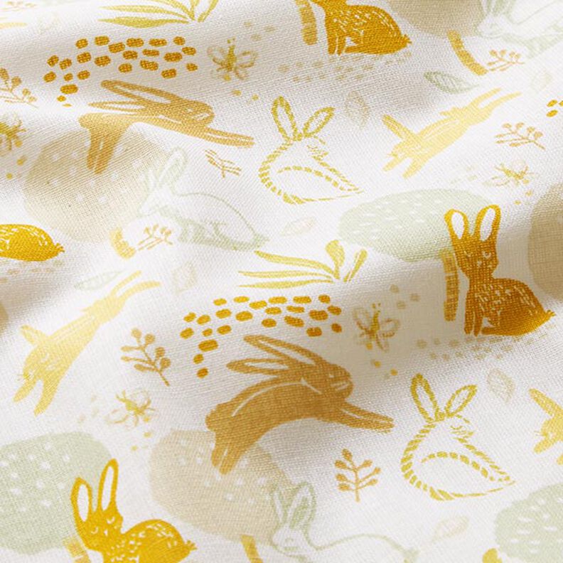 Poplin Hopping Bunny  – white/mustard,  image number 2