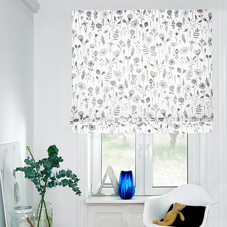 Decor Fabric Half Panama flower drawing – offwhite/black,  image number 6