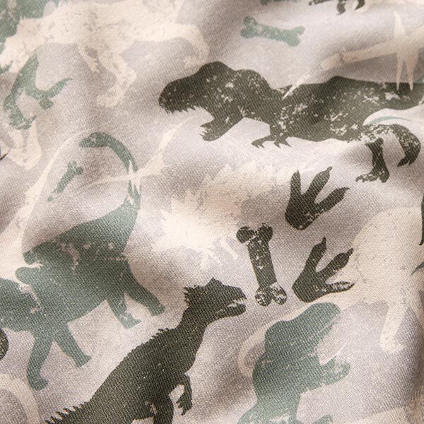 Brushed Sweatshirt Fabric Camouflage Dinosaurs Mottled – light taupe/reed,  image number 2
