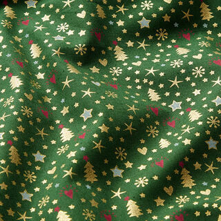 Cotton Poplin Hearts and Stars – green/gold, 