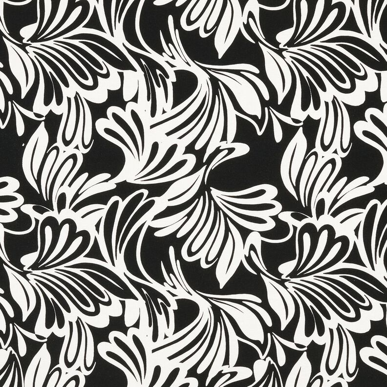 Viscose Jersey abstract flowers – black/ivory, image number 1