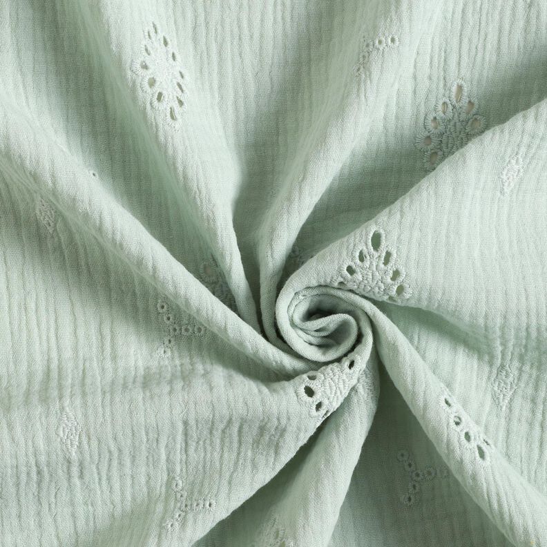 Double Gauze/Muslin Broderie Anglaise Diamond – pale mint,  image number 3