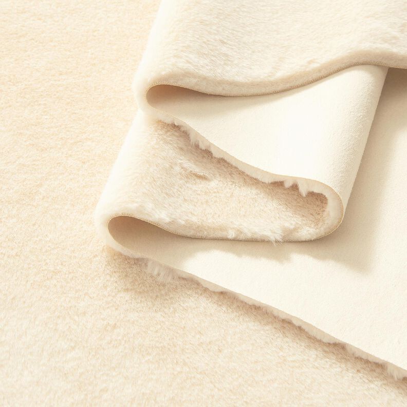 Velour fabric with faux fur backing – cream, image number 8
