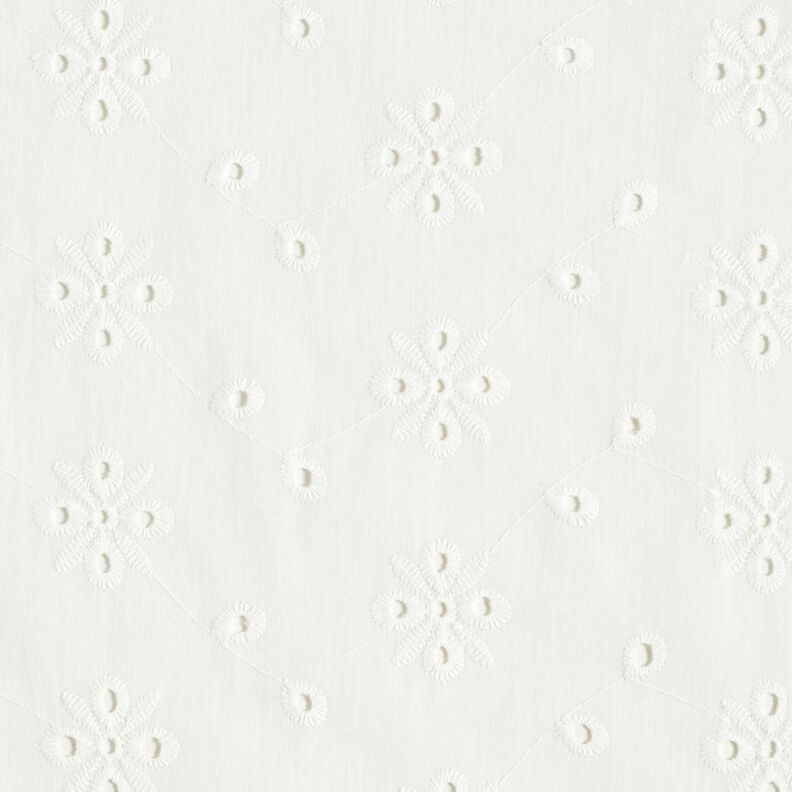 Broderie Anglaise flowers with leaves – white, image number 1