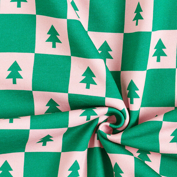 Fir Trees Soft Sweatshirt Fabric – juniper green/light pink,  image number 3
