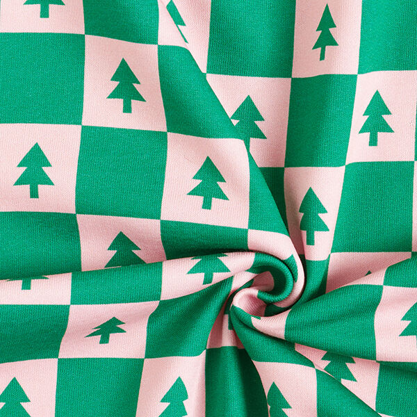 Fir Trees Soft Sweatshirt Fabric – juniper green/light pink, image number 3