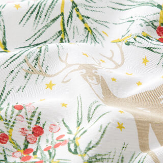 Decor Fabric Canvas Reindeer and branches – white, 