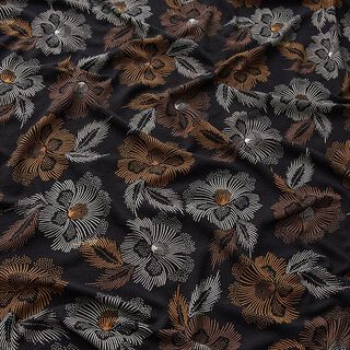Viscose jersey floral fireworks – black/brown, 