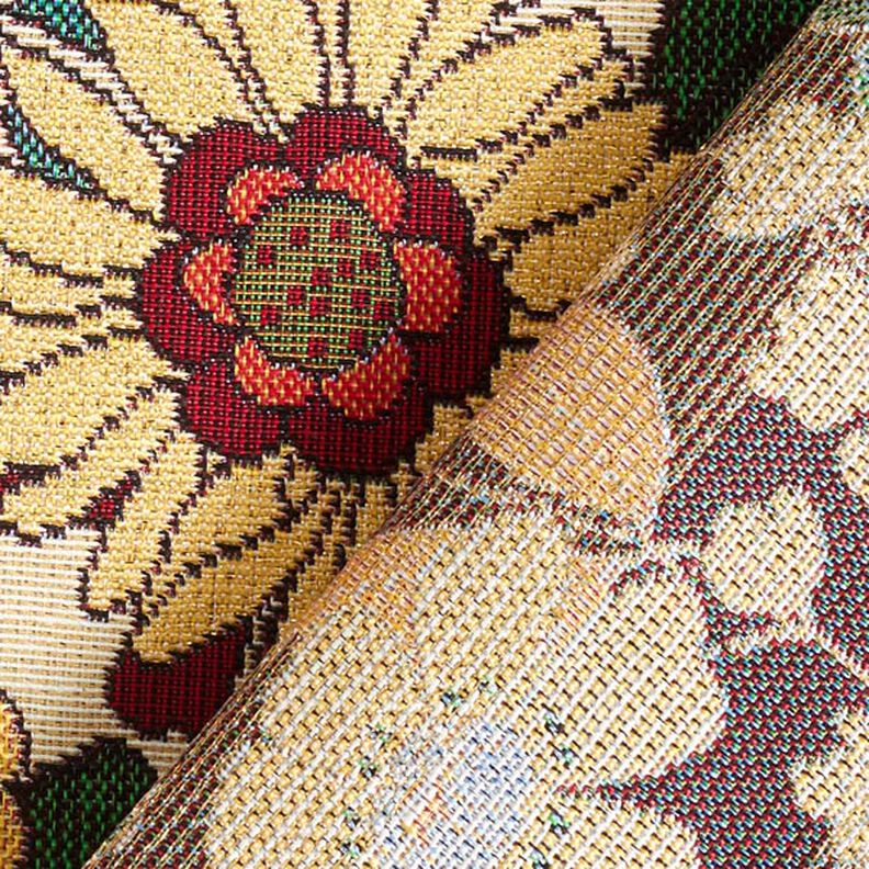 Decor Fabric Tapestry Fabric retro flowers – petrol,  image number 6