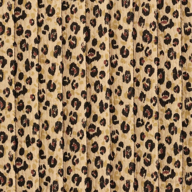 Muslin Quilted Fabric Leopard Print – beige/black, image number 1