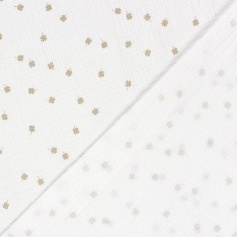 Double Gauze/Muslin Lucky clover – offwhite/pistachio,  image number 4