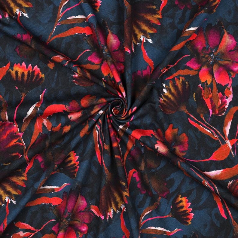 Cotton Jersey expressive flowers Digital Print – midnight blue/grape,  image number 3